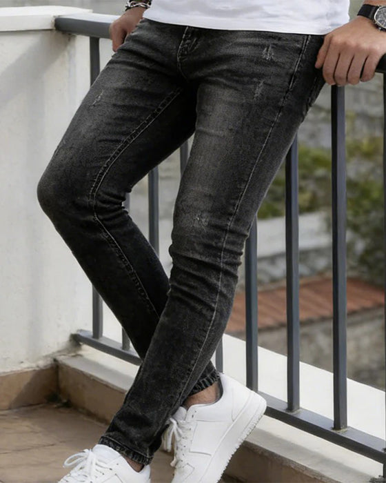 Jeans Herre Afslappet Ensfarvet