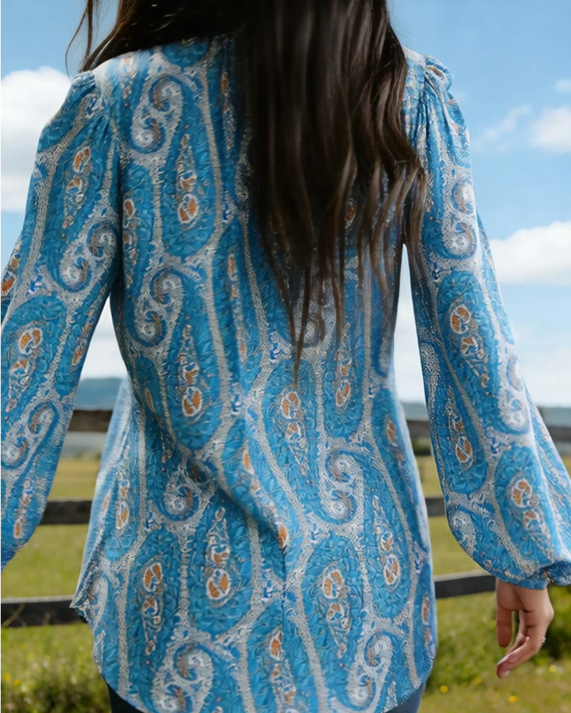 Bluse Boho Cashew Blomst Tryk