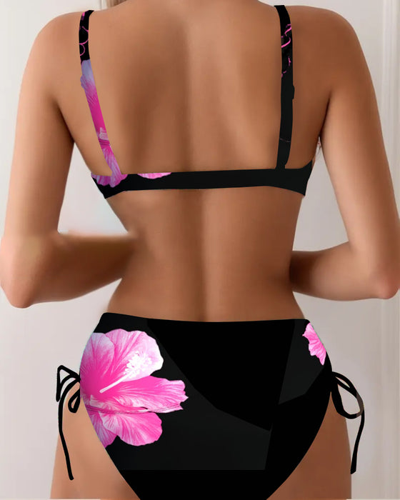 Bikini Triangel Snørre Blomsterprint