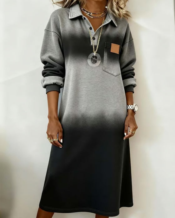 Kjole Revers Farveforløb Langærmet