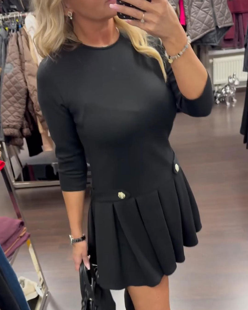 Kjole Elegant Slimmende Plisseret