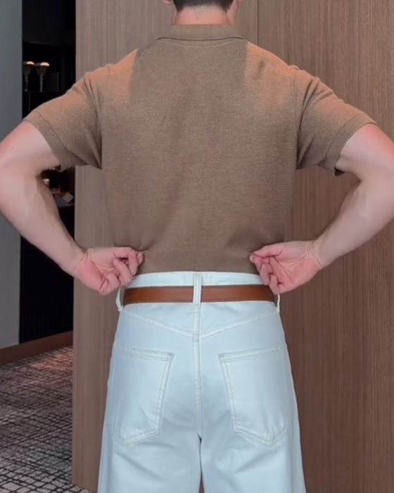 Herre-T-Shirt Med Løs Pasform – Afslappet Polokrave