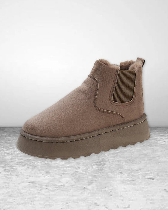 Ensfarvede snestøvler med tyk sål