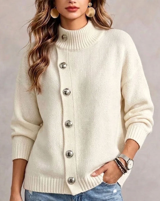 Pullover Turtleneck Diagonal Knap Afslappet