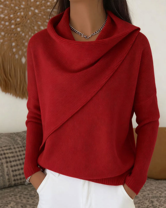 Pullover Stilfuld Mock Hals Lang Ærme Strikket