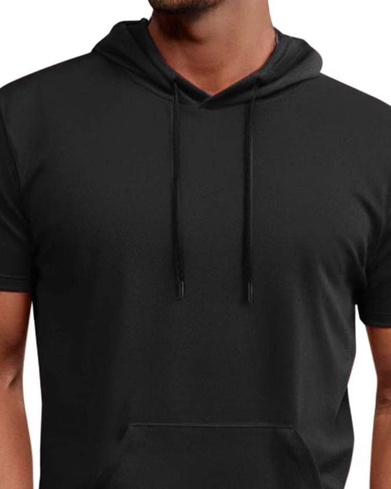 T-Shirt Hætte Hurtig Tør Kort Ærme