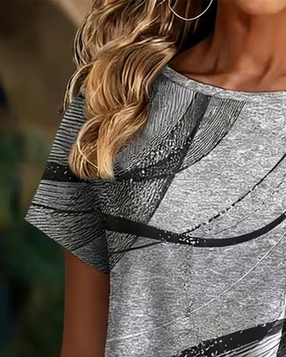 T-Shirt Korte Ærmer Asymmetrisk Kant
