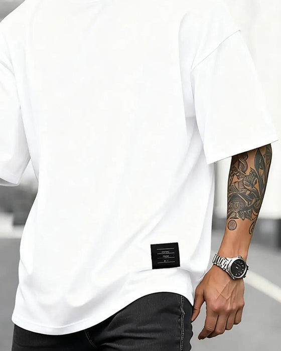 T-Shirts Rund Hals Løs Vævet Mærkat