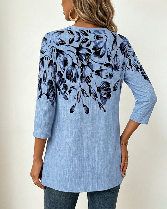 Top Blomstret Tryk Falsk Todelt