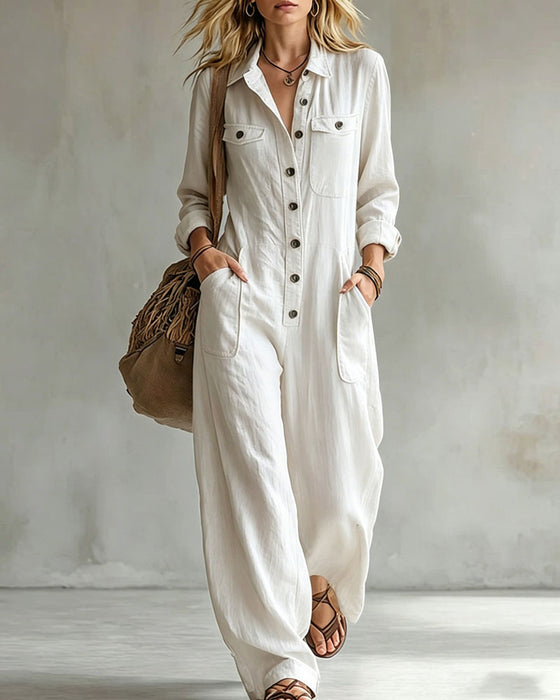 Jumpsuit Enfarvet Langærmet