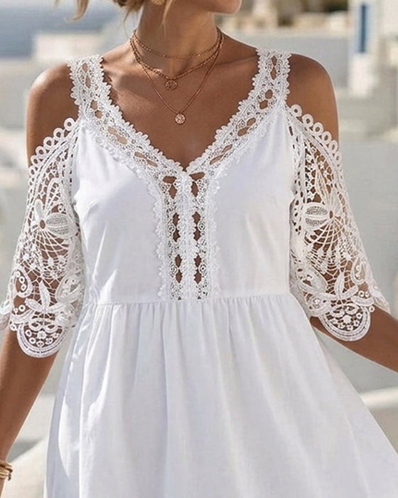 Kjoler Blonder Off-Shoulder Lagdelt Kort