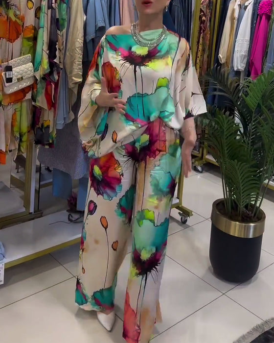 Buksedragt med lotusblomst print