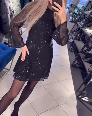 Kjole Temperament Pailletter Langærmet Slim