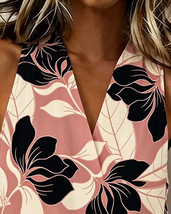Bluse Blomstret Halter Snorrestrop Ærmeløs
