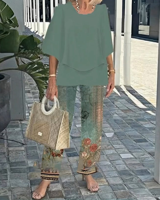 Set Fashion Trykte Lige Bukser