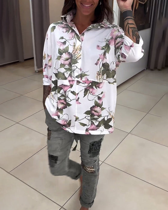 Frisk blomsterskjorte i afslappet pasform