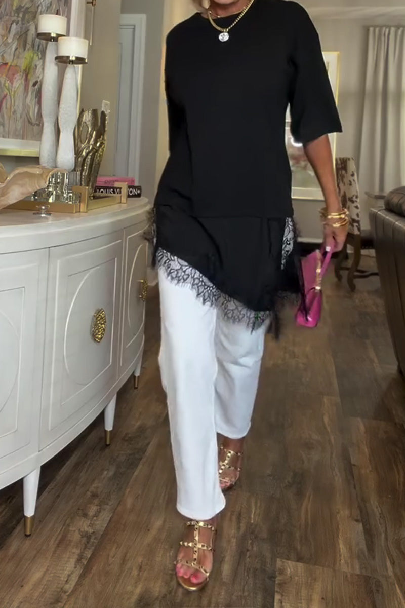 Bluse Blonder Splejsning Uregelmæssig Mellemlang