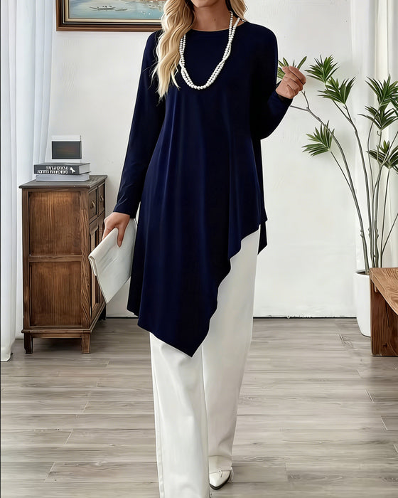 Top Asymmetrisk Midjelang Ensfarvet