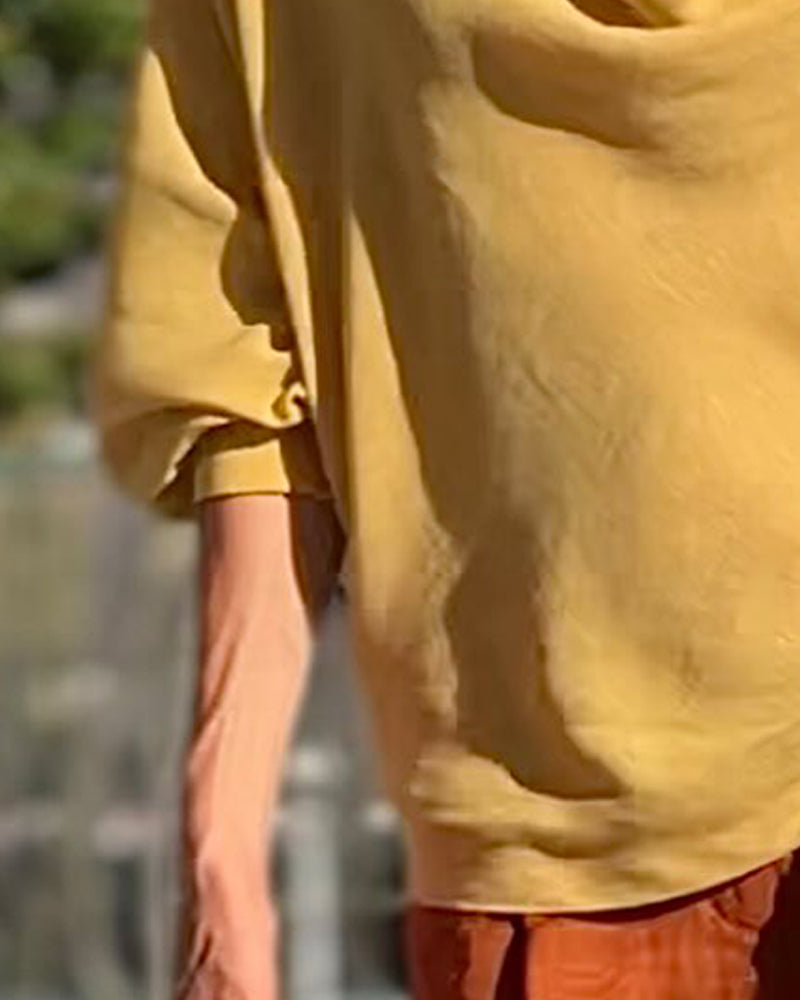 Bluse Draperet Hals Løs