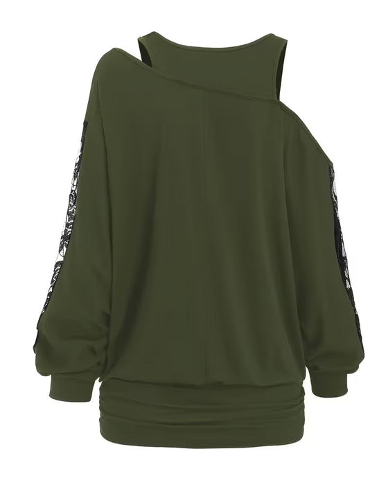 Bluse Asymmetrisk Hals Blonde Panel