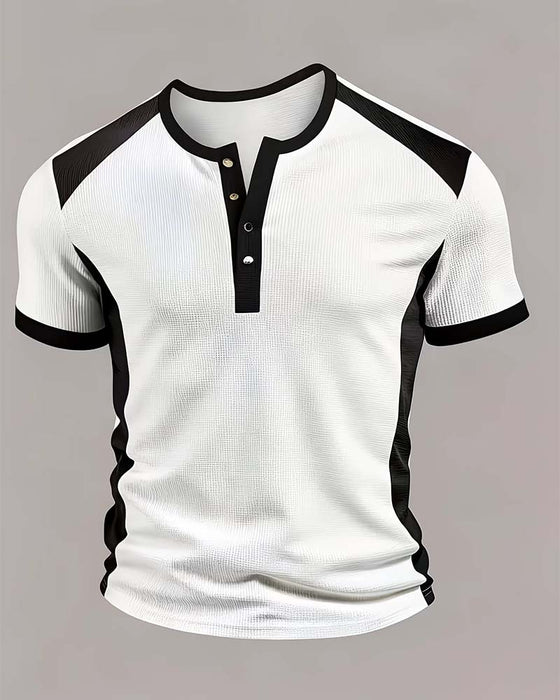 T-Shirt Herre Farveblok Vaffel