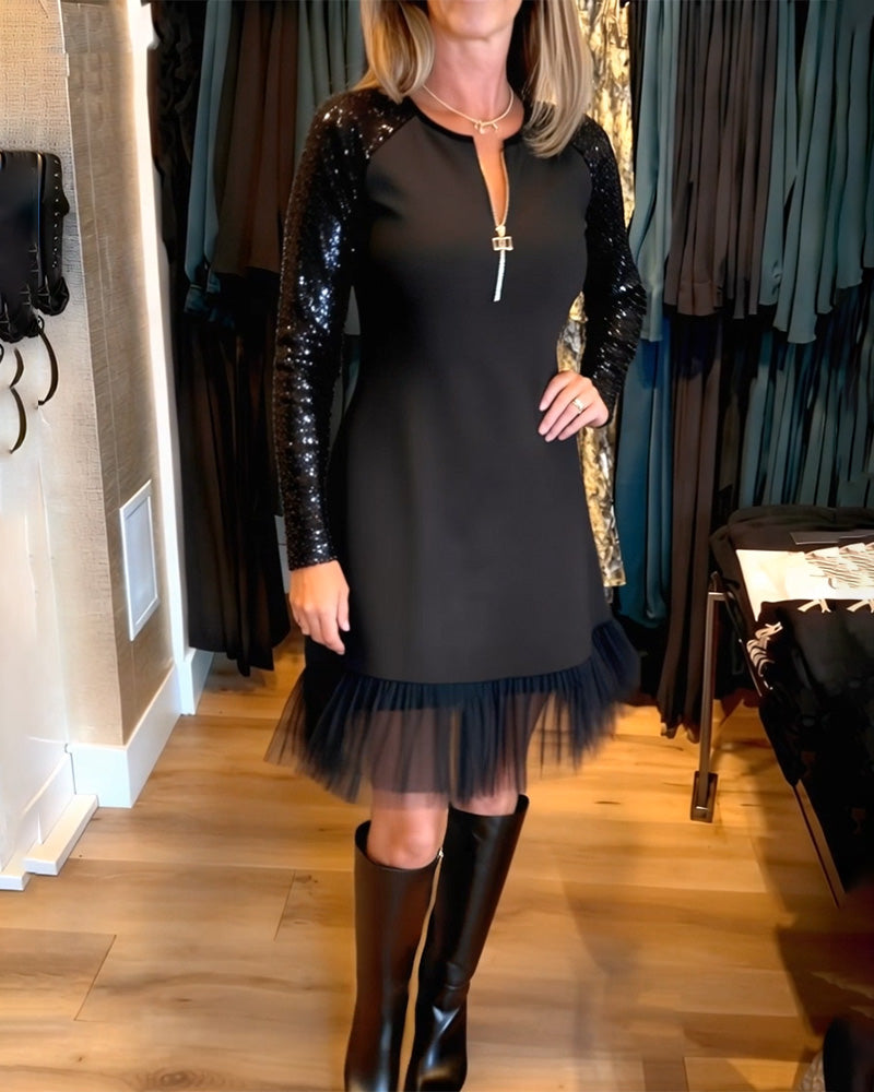 Kjole Modne Glimmer Lynlås Syning