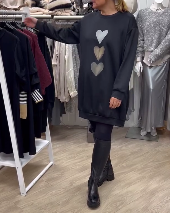 Kjole Shift Hjerte Mønster Casual