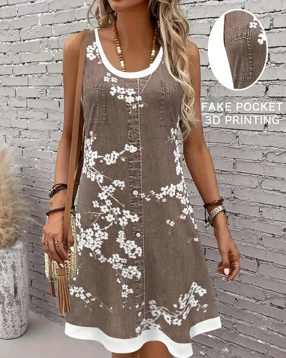 Kjole Casual Ærmeløs Vest Print