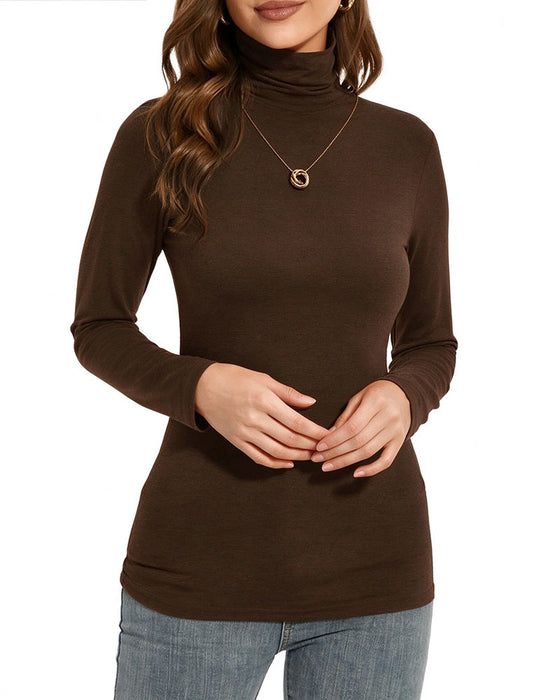 Top Ensfarvet Halv Turtleneck Base