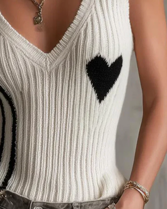 Sweater Casual Ærmeløs V‑Hals