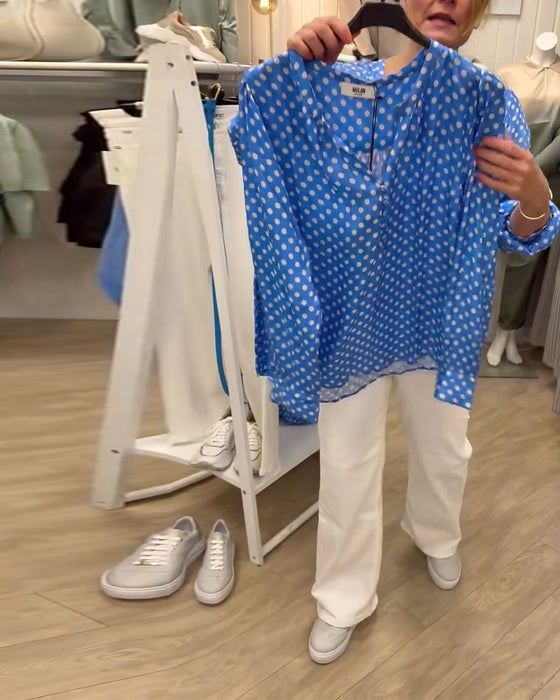 Bluse Langærmet Ståkrave Trykt