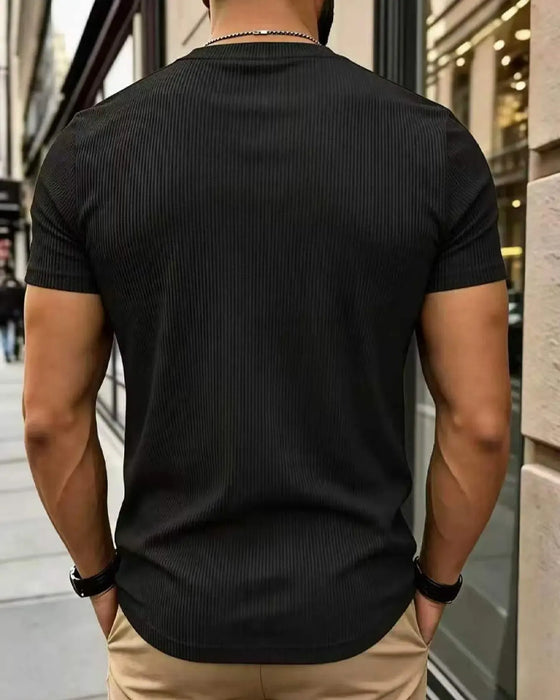 T-Shirt V-Hals Ribbet Solid Farve Herre