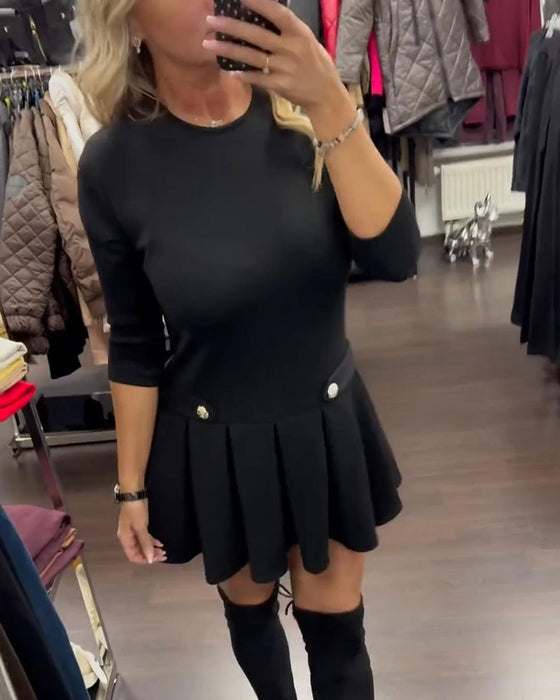 Kjole Elegant Slimmende Plisseret