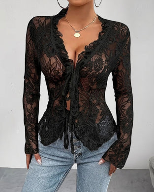 Bluse V-Hals Bind Blonde