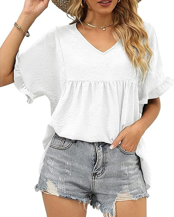 Bluse Afslappet Rynke Loose Fit