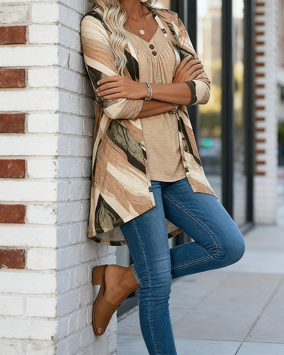 Todelt Top Med Patchworkprint