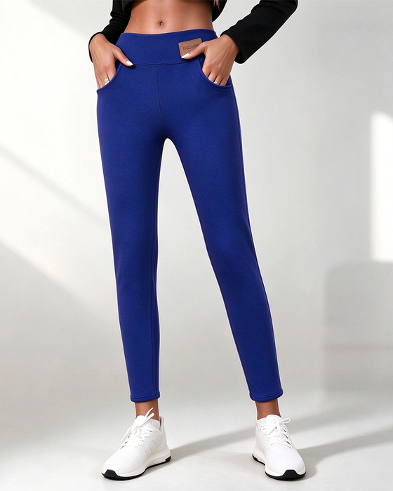 Leggings Fleece-Fôret Ensfarvet Lomme