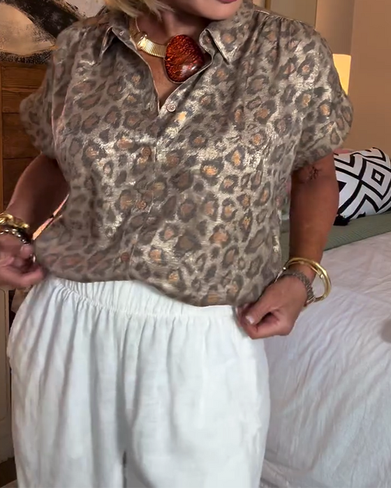 Bluse afslappet leopardprint