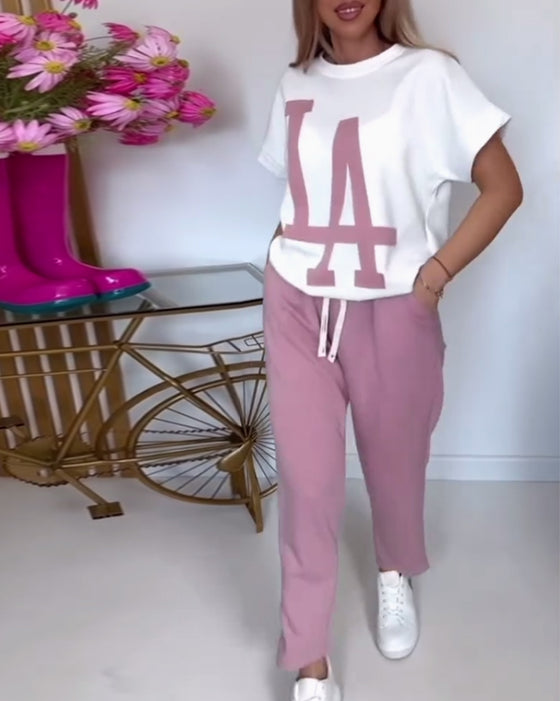 Sæt Casual Letter Print Sports