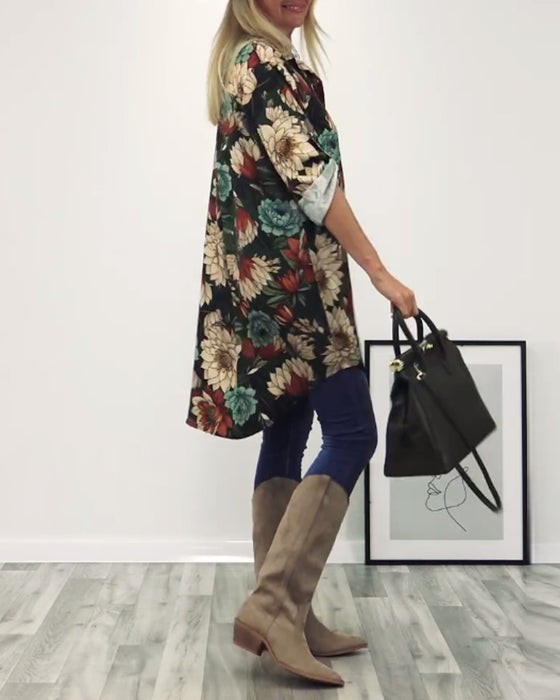 Revers patchworkskjorte med leopardprint