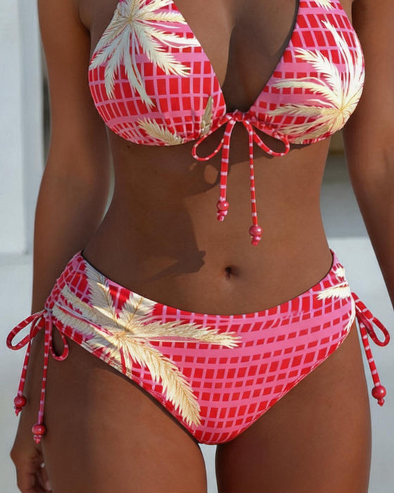 Bikinis Bind Tryk Halter