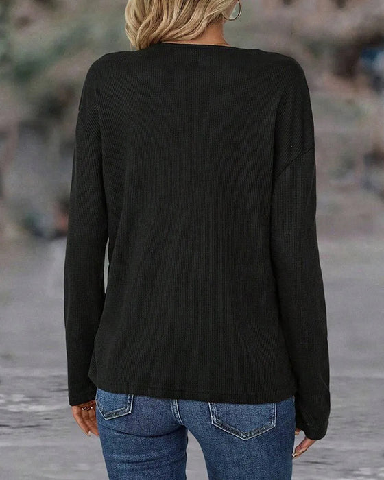 Top Med V-Hals Og Kontrastknap