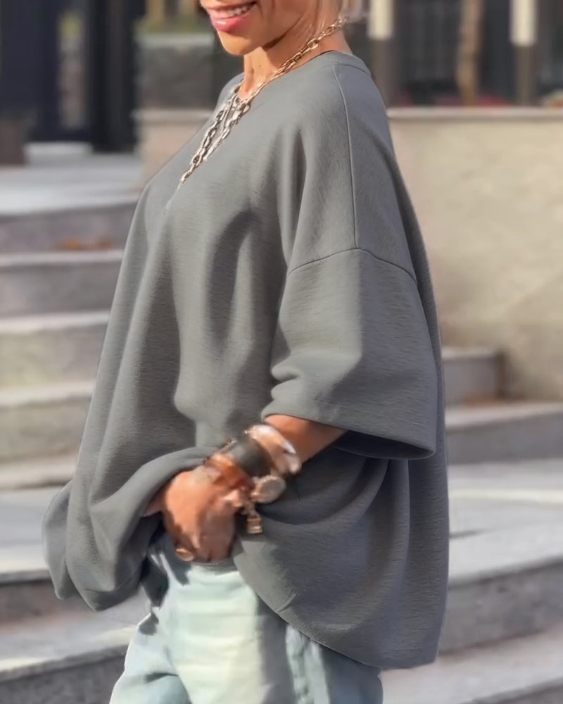 Top Ensfarvet Løs Asymmetrisk