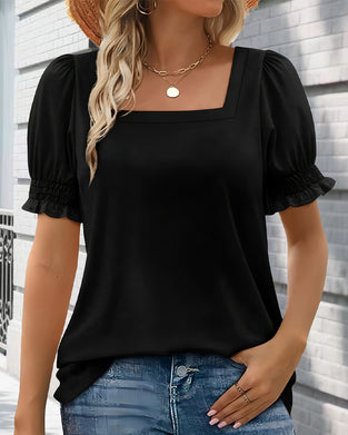 T-shirt Enfarvet Puffeærmer