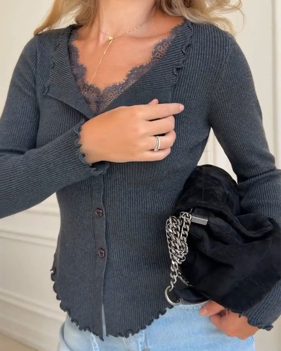 Top V-Hals Knap Casual