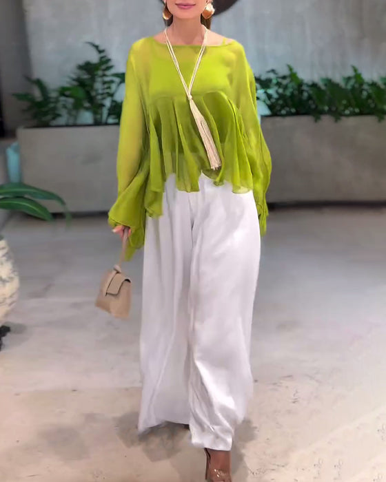 Bluse Med Elegant Ensfarvet Look