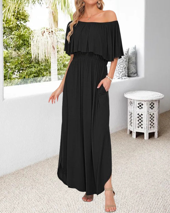 Kjole Off-Shoulder Ruffle Slids