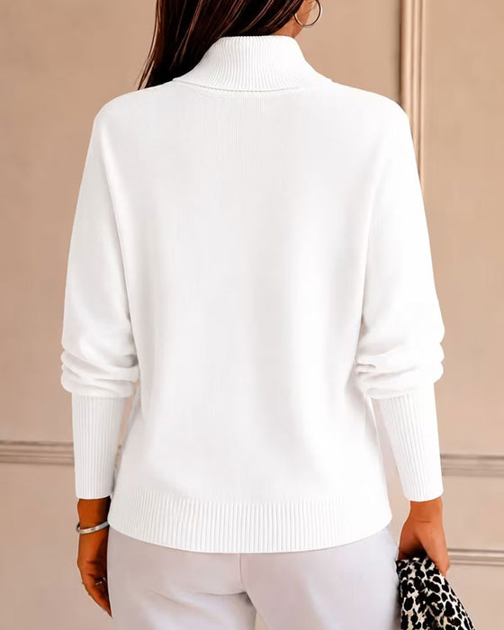 Pullover Turtleneck Lomme Ensfarvet