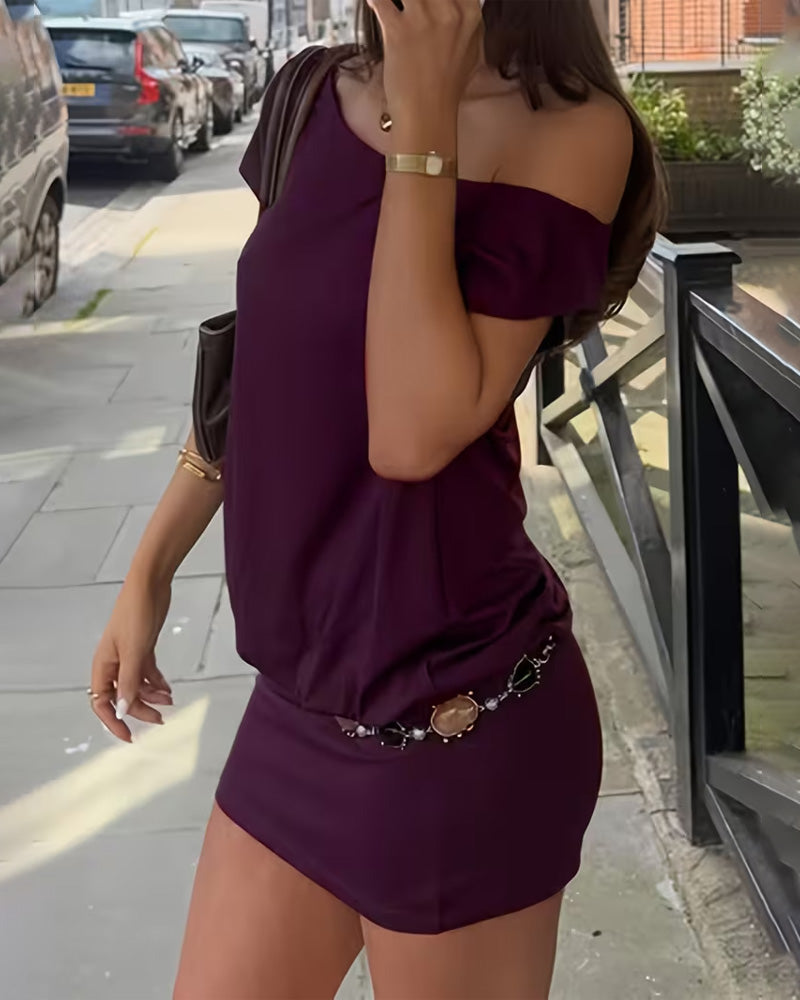 Kjole Off-Shoulder Asymmetrisk Bodycon