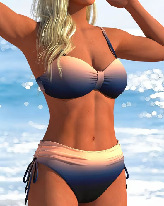 Bikini Gradient Mønster Snøre Mode